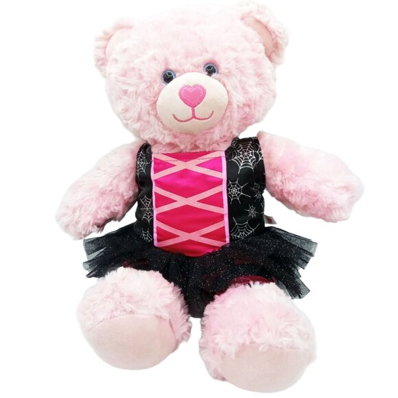 Pink Teddy Spiderweb Glitter Tutu Striped Pants Build a Bear Plush 15" Blue Eyes - Picture 1 of 16